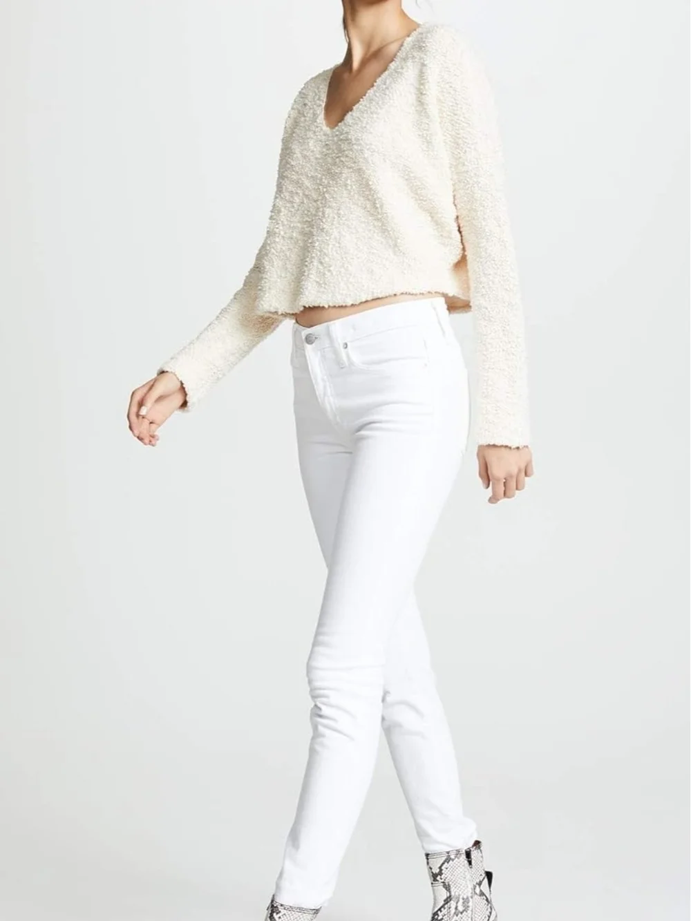 Free People Ivory Popcorn Pullover Sweater Size M